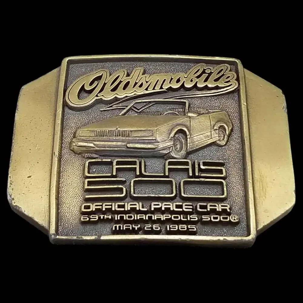 Vintage Belt Buckle Oldsmobile Calais 500 Indianapolis 500 Pace Car‎ May 26 1985